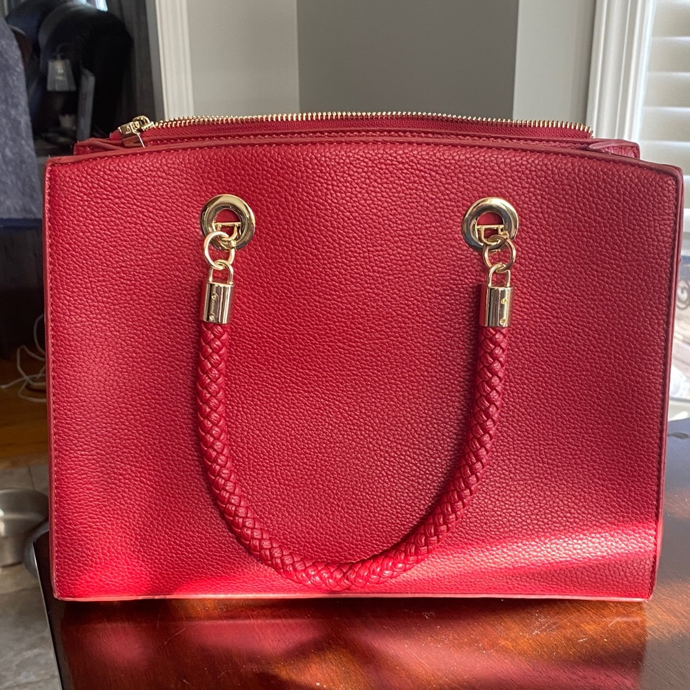 Women’s Red Leather Tote Handbag